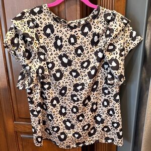Leopard Print Ruffle Sleeve Top